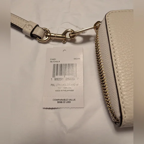 Coach Pebbled Leather Wallet /Wristlet Set in CHALK (White) - Picture 4 of 14